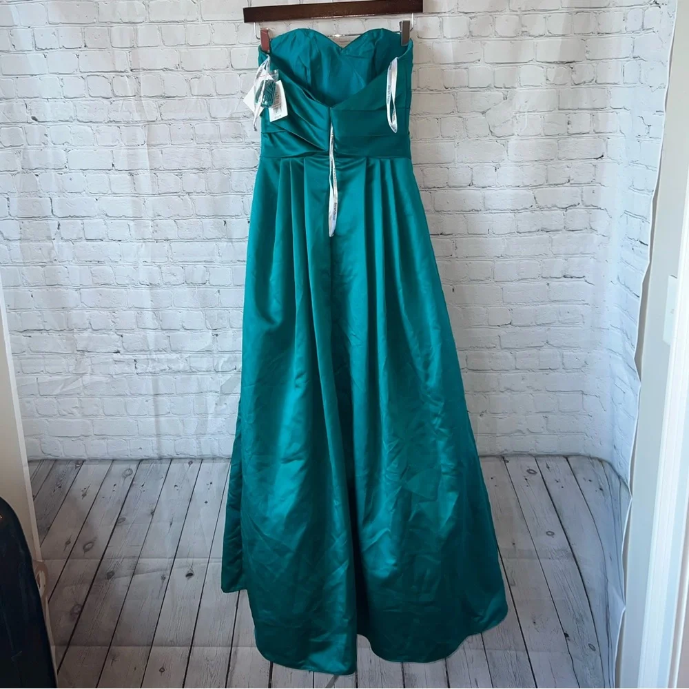BRAND NWT David’s Bridal Oasis Turquoise Polyester Long Bridal Dress size 2 - Picture 10 of 16